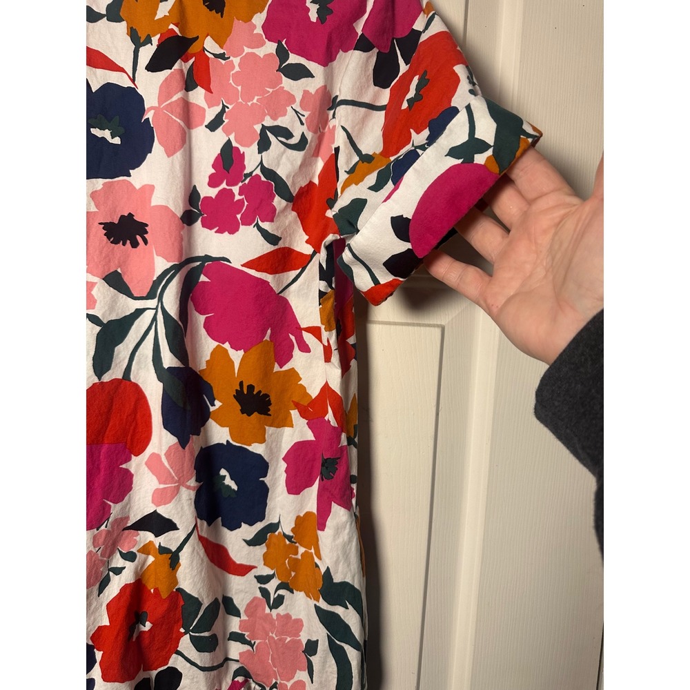 Donna Morgan Floral Print Cotton Short Sleeve Button Front Tiered Dress Size 8 - Picture 4 of 6